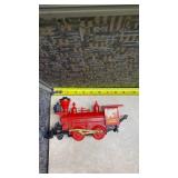 Red Christmas Train Set with Steam Engine