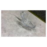 Clear Glass Serving Bowl with Floral Pattern