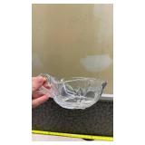 Clear Glass Serving Bowl with Floral Pattern