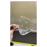 Clear Glass Serving Bowl with Floral Pattern