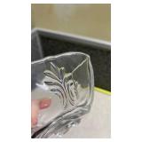 Clear Glass Serving Bowl with Floral Pattern
