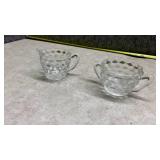 American Fostoria Cubist Pattern Sugar Bowl