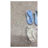 Baby Booties Set - Blue Lace = Size 1 and White Satin = Size 0