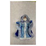 Blue Velvet Santa Claus Figurine with Fur Trim