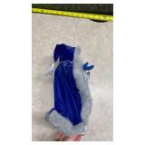 Blue Velvet Santa Claus Figurine with Fur Trim