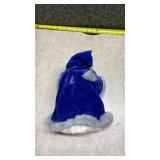 Blue Velvet Santa Claus Figurine with Fur Trim