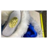 Blue Velvet Santa Claus Figurine with Fur Trim