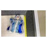 Blue Velvet Santa Claus Figurine with Fur Trim