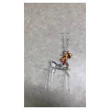 Glass Reindeer Figure with Festive Ribbon
