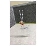 Glass Reindeer Figure with Festive Ribbon