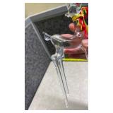 Glass Reindeer Figure with Festive Ribbon