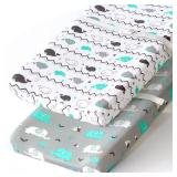 Stretchy Changing Pad Covers for Boys Girls,2 Pack Jersey Knit,Elephant & Whale