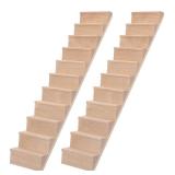 Beavorty Dollhouse Miniature Stairs 2pcs Unpainted Wooden Stairs 1: 12 Steps Model Without Handrail DIY Staircase Accessories for Micro Landscape Decors