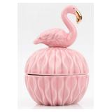 SEVENBEES Small Ceramic Flamingo Figurine Trinket Box for Jewelry,Ring,Earrings,Trinkets Tower,wedding candy