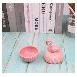 SEVENBEES Small Ceramic Flamingo Figurine Trinket Box for Jewelry,Ring,Earrings,Trinkets Tower,wedding candy