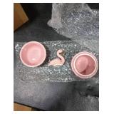 SEVENBEES Small Ceramic Flamingo Figurine Trinket Box for Jewelry,Ring,Earrings,Trinkets Tower,wedding candy