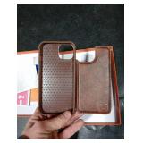 VANAVAGY Wallet Case Compatible for iPhone 13 for Women Men, PU Leather Flip Phone Case Cover Fits Magnetic Car Mount with RFID Blocking Credit Card Holder,Brown