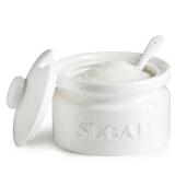 Gomakren Sugar Bowl with Lid and Spoon, Sugar Container Sugar Dish 10oz, Ceramic Sugar Jar for Coffee Bar, Kitchen, Countertop - Modern Farmhouse Kitchen Christmas Decor, White