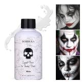BOBISUKA White Face Body Paint Liquid Texture Washable Non Toxic Facepaint Fast Drying Foundation Makeup for Halloween Clown Skeleton Skull Cosplay SFX Costume Party Large Capacity(130ml)