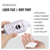 BOBISUKA White Face Body Paint Liquid Texture Washable Non Toxic Facepaint Fast Drying Foundation Makeup for Halloween Clown Skeleton Skull Cosplay SFX Costume Party Large Capacity(130ml)