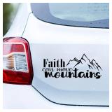 Faith Can Move Mountains Sticker | Black White Mountain Silhouette Decal | Inspirational Car Truck Bed Sticker (3.5x8 Inches)