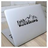 Faith Can Move Mountains Sticker | Black White Mountain Silhouette Decal | Inspirational Car Truck Bed Sticker (3.5x8 Inches)
