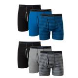 Hanes mens Ultimate FreshIQ Tagless Cotton Boxer ComfortFlex Waistband Brief, 6 Pack - Striped Assorted, Medium