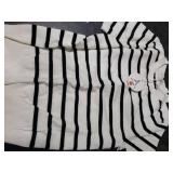 ANRABESS Womens 2 Piece Outfits Striped Sweater Skirt Sets 2025 Summer Casual Short Sleeve Pullover Tops Travel Midi Dress White Black Small