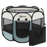 Siedihit Dog Cat Playpen, Puppy Pet Playpen Indoor for Small Dog Crate Tent Cage Outdoor, Portable Pop Up Dogs Enclosure Kennel with Carrying Case for Dogs/Cats/Rabbits(Grey, Small