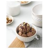 LE TAUCI Small Bowls 12 OZ, Ice Cream Bowl, Ceramic Embossment Stoneware Bowl, Bowls Set for Dessert, Fruits, Side Dishes, Suit For Housewarming - 4.5 Inch, Set of 4, Arctic white