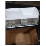 VITVITI Toothbrush Holders for Bathrooms Countertop, 5 Slots Toothpaste Bathroom Counter Sink Organizer with Drawers, Plastic Bathroom Organizer for Vanity/Makeup/Office White