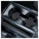 SENSHINE for Ford F150 Accessories 2021 2022 2023 2024 2025 Non-Slip Anti Dust Cup Holder Insert Center Console Liner Trim Door Packet Mats Custom Interior 40-pc Set (Bucket SuperCrew)(Black Trim)