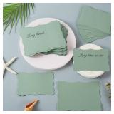 Homtable 50 Pack Sage-Green Blank Cards Cardstock Thick Kraft Paper Brown Greeting Cards for DIY Gift Card Menus, Baby Shower and Wedding Invitations (4x6IN)