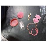 SEMATA Bling Stanley Cup Accessories for 40oz & 30oz Tumbler including Silicone Cute Bow Straw Topper Cover, Silicone Stanley Cup Boot,Leather Water Bottle Handle Strap, Charms(Peony)