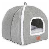 Cat Beds for Indoor Cats-Cat Bed Cave House Tent for Kittens and Small Pets with Washable Cushioned,Soft and Warm Indoor House, Grey, 15 inches
