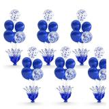 6 Set Royal Blue Table Balloons Foil Spray Centerpiece with Royal Blue and Confetti Balloons Stand Kit for Birthday Party Girls Baby Shower Wedding Bridal Shower Prom Graduation Table Decorations