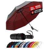Repel Umbrella Windproof Auto Folding Travel Umbrella - Withstands Winds up to 85MPH, For Rain and Sun Strong, Compact, Durable, Light & Portable For Women & Men, Fits Backpack & Cars - Bl