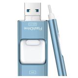 Flash Drive for iPhone 256GB, 4 in 1 USB Type C Memory Stick, Photo Stick External Storage Thumb Drive for iPhone iPad Android Computer, Sky Blue