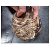 FESHFEN Messy Bun Hair Pieces - Large Wavy Curly Elastic Hair Bun Scrunchies Ponytail Extensions Synthetic Chignon Hairpieces for Women, Copper Brown & Beige Blonde 1.94oz