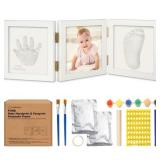 Baby Shower Gifts for Boys, Girls - Baby Hand and Footprint Kit, Newborn Handprint Kit, Keepsake Photo Frame, Nursery Picture Frame, Gender-Neutral Newborn Keepsake Gifts (Alpine White)