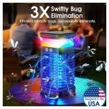 Bug Zapper Outdoor Indoor Mosquito Zapper Solar Fly Zapper Rechargeable Electric Mosquito Killer IP68 Waterproof Insect Fly Trap Plug in with RGB Light & Reading Lamp for Patio Camping Home Backyard
