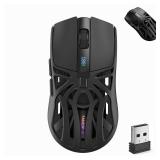 Wireless Gaming Mouse, Lightweight 10000 DPI Digital Screen Programmable Silent Tri-Mode Bluetooth/2.4G/USB-C Wired Ergonomic Gamer Mouse with Side Buttons for PC Laptop Computer Mac Gift,RGB Light