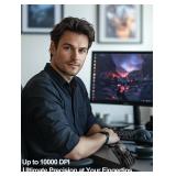 Wireless Gaming Mouse, Lightweight 10000 DPI Digital Screen Programmable Silent Tri-Mode Bluetooth/2.4G/USB-C Wired Ergonomic Gamer Mouse with Side Buttons for PC Laptop Computer Mac Gift,RGB Light