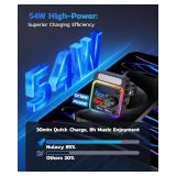 Nulaxy 54W Bluetooth 5.3 Car Adapter Charger 4-Port Fast Charging [PD36W & QC3.0 18W], Wireless Radio FM Transmitter with Deep Bass Player, 5 Colors LED Backlit, Hands-Free Calling, Support USB Drive