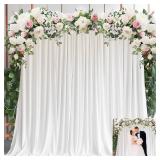 Backdrop Curtain for Parties Wedding Baby Shower Curtain Backdrop for Birthday Party Background Decorations (White, 10FTx10FT(2 Panels))