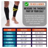 Calf Compression Sleeves for Men and Women - (1 Pair) Footless Compression Socks Support for Varicose Veins, Nursing, Pregnancy, Running - PhysFlex Leg Sleeve Brace for Shin Splints, Pain Relief and R