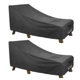 ULTCOVER Waterproof Patio Lounge Chair Cover Heavy Duty Outdoor Chaise Lounge Covers 2 Pack - 80L x 28W x 30H inch, Black