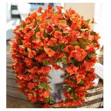 Bougainvillea Artificial Flowers Plants for Outdoors Outside Fall Autumn Decor, 2 pcs Faux Silk Long Trailing Vines UV Resistant Look Real Orange Fake Flowers for Front Door Porch Planter Urn Patio