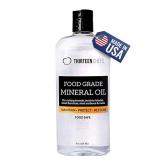 Thirteen Chefs Mineral Oil - 8 oz Food Grade Conditioner for Wood Cutting Board, Countertop & Butcher Block, Lubricant for Knife or Meat Grinder - Safe USP Finish on Marble, Soapstone