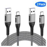 Durcord USB C Cable, Upgarded 2Pack 10ft Fast USB Type C Charging Cable for Android/Phone/Pad/Laptop, Type C Charger Braided USB Cable Compatible withi Phone 17/16/15/Pro/Plus/Max/Sam.Sung-Silver